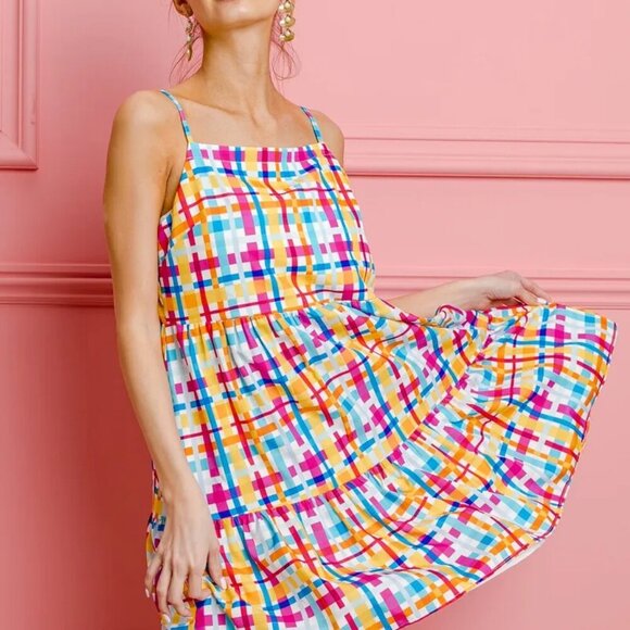 BiBi‎ Multi Colors Plaid Sleeveless Sun Dress - Picture 14 of 16